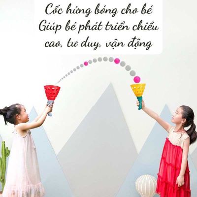 Đồ chơi cốc bắn hứng bóng vui nhộn phát triển vận động và tư duy di chuyển không gian cho bé